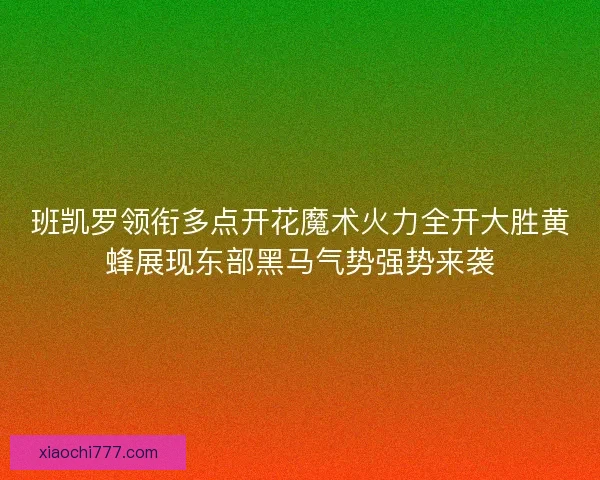 班凯罗领衔多点开花魔术火力全开大胜黄蜂展现东部黑马气势强势来袭