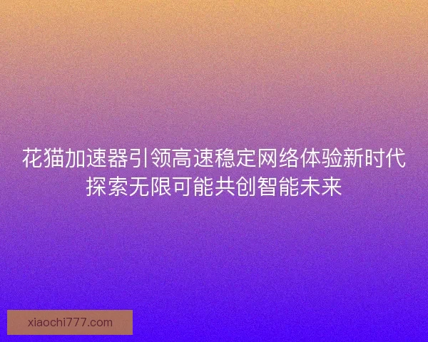 花猫加速器引领高速稳定网络体验新时代探索无限可能共创智能未来